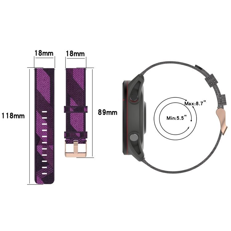 For Garmin Vivoactive 4S 18mm Nylon Woven Watch Band(Purple) - Watch Bands by buy2fix | Online Shopping UK | buy2fix