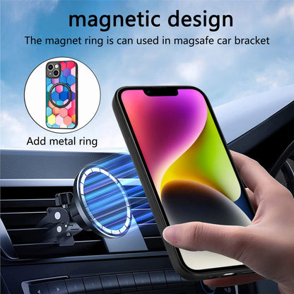 For iPhone 14 Colored Drawing Leather Back Cover Magsafe Phone Case(Colorful Cube) - iPhone 14 Cases by buy2fix | Online Shopping UK | buy2fix