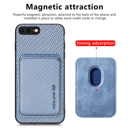 For iPhone 7 Plus / 8 Plus Carbon Fiber Leather Card Magsafe Magnetic Phone Case(Blue) - More iPhone Cases by buy2fix | Online Shopping UK | buy2fix