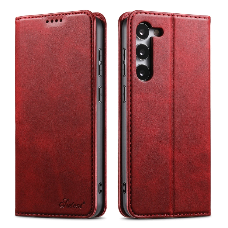 For Samsung Galaxy S24 5G Suteni Calf Texture Horizontal Flip Leather Phone Case(Red) - Galaxy S24 5G Cases by Suteni | Online Shopping UK | buy2fix