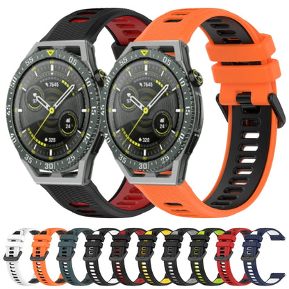 For Huawei Watch 3 Pro New 22mm Sports Two-Color Silicone Watch Band(Olive Green+Black) - Watch Bands by buy2fix | Online Shopping UK | buy2fix
