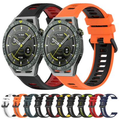 For Huawei GT2 Pro 22mm Sports Two-Color Silicone Watch Band(Orange+Black) - Watch Bands by buy2fix | Online Shopping UK | buy2fix