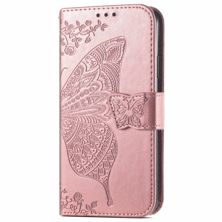 For OnePlus 12 Butterfly Love Flower Embossed Leather Phone Case(Rose Gold) - OnePlus Cases by buy2fix | Online Shopping UK | buy2fix