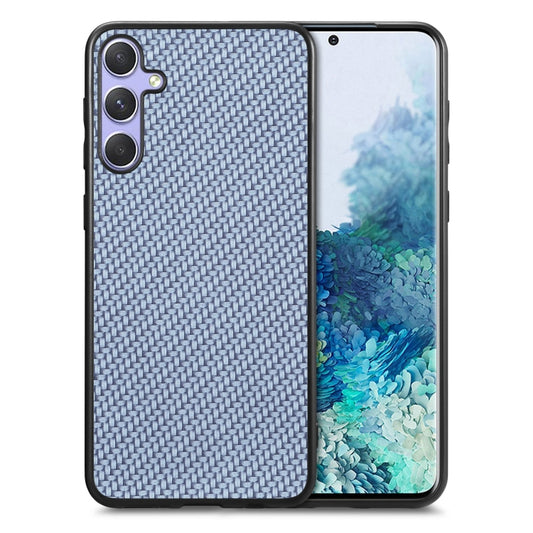 For Samsung Galaxy S25 5G Carbon Fiber Texture Leather Back Cover Phone Case(Blue) - Galaxy Phone Cases by buy2fix | Online Shopping UK | buy2fix