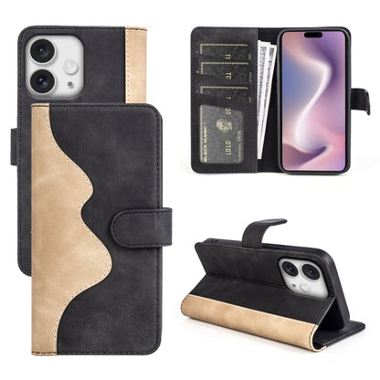 For iPhone 16 Pro Stitching Horizontal Flip Leather Phone Case(Black) - iPhone 16 Pro Cases by buy2fix | Online Shopping UK | buy2fix