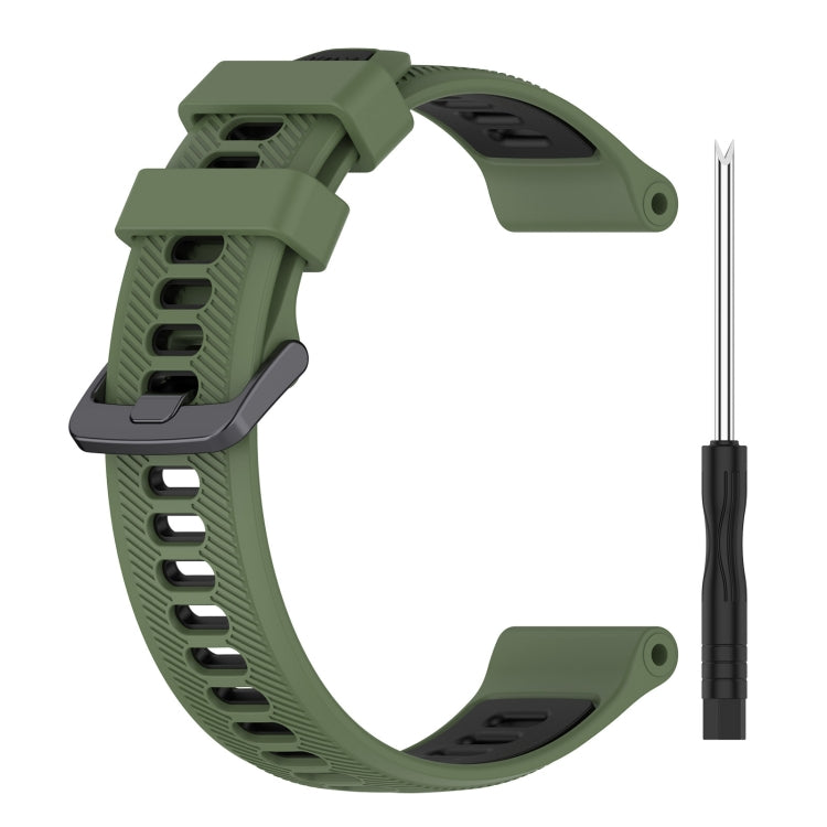 For Garmin Fenix 6 Solar Sports Two-Color Silicone Watch Band(Army Green+Black) - Watch Bands by buy2fix | Online Shopping UK | buy2fix