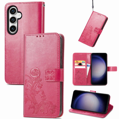 For Samsung Galaxy S23 FE 5G Four-leaf Clasp Embossed Buckle Leather Phone Case(Magenta) - Galaxy S23 FE 5G Cases by buy2fix | Online Shopping UK | buy2fix