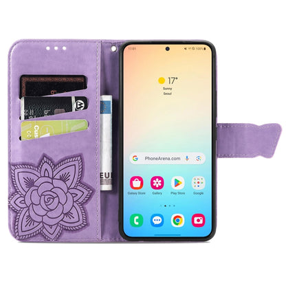 For Samsung Galaxy S24 5G Butterfly Love Flower Embossed Leather Phone Case(Light Purple) - Galaxy S24 5G Cases by buy2fix | Online Shopping UK | buy2fix