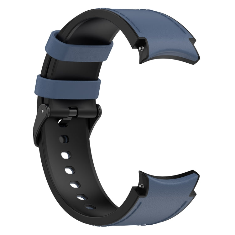 For Samsung Galaxy Watch 6 Classic Silicone Leather Black Buckle Watch Band(Midnight Blue) - Watch Bands by buy2fix | Online Shopping UK | buy2fix