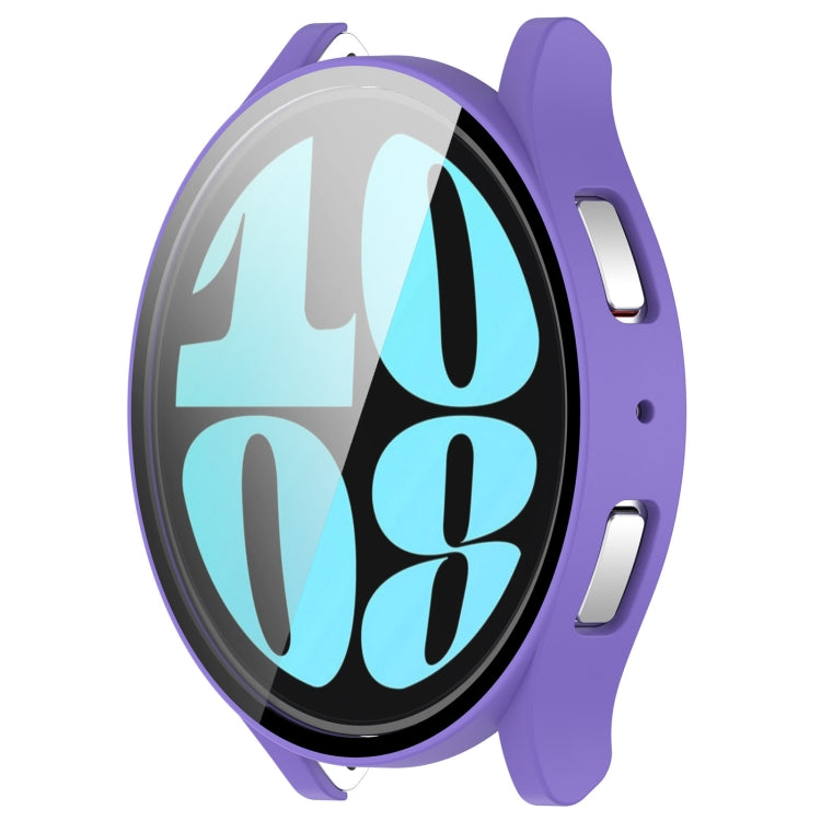 For Samsung Galaxy Watch6 40mm PC + Tempered Film Integrated Watch Protective Case(Purple) - Watch Cases by buy2fix | Online Shopping UK | buy2fix