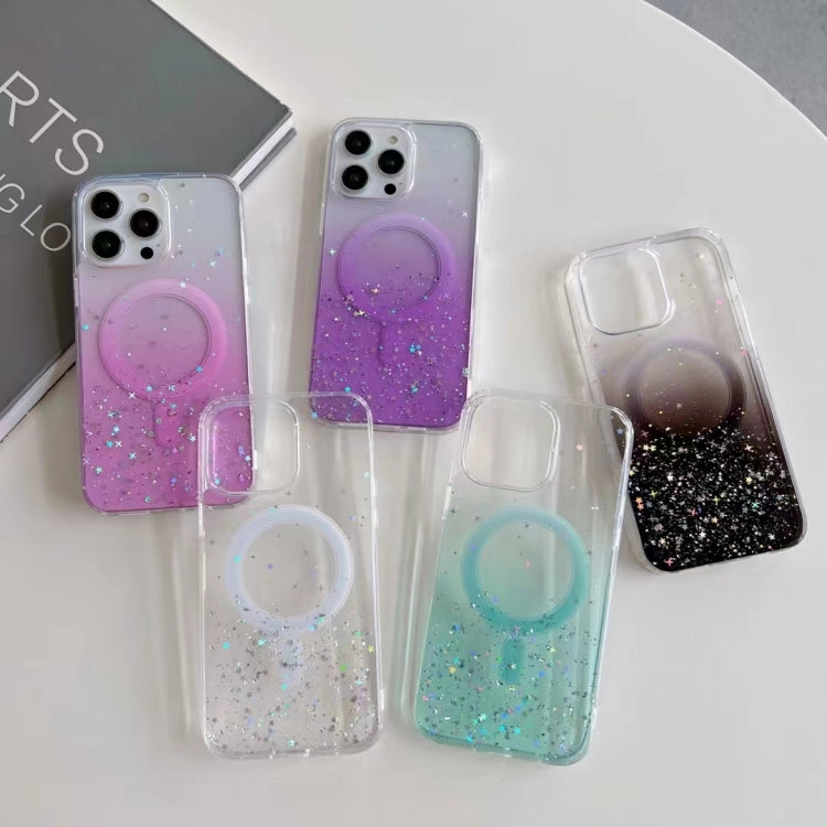 For iPhone 14 MagSafe Glitter Hybrid Clear TPU Phone Case(Black) - iPhone 14 Cases by buy2fix | Online Shopping UK | buy2fix