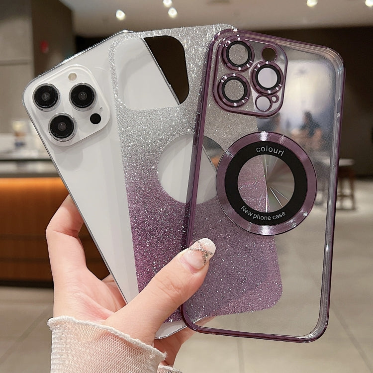 For iPhone 15 Pro MagSafe Gradient Glitter Electroplating TPU Phone Case(Purple) - iPhone 15 Pro Cases by buy2fix | Online Shopping UK | buy2fix