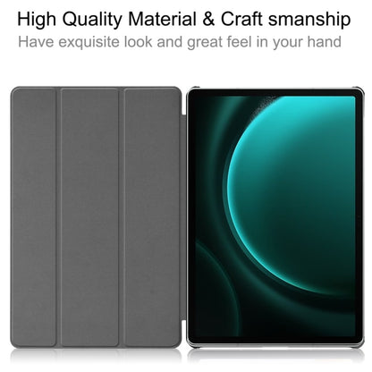 For Samsung Galaxy Tab S9 FE+ 12.4 JUNSUNMAY Custer Solid Color 3-Fold Stand Leather Smart Tablet Case(Grey) - Galaxy Tab S9 FE+ by JUNSUNMAY | Online Shopping UK | buy2fix