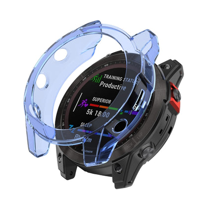 For Garmin Fenix 7X Pro Half-Package TPU Watch Protective Case(Transparent Blue) - Watch Cases by buy2fix | Online Shopping UK | buy2fix