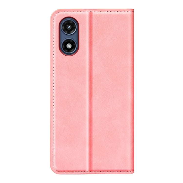 For Motorola Moto G Play 2024 Retro-skin Magnetic Suction Leather Phone Case(Pink) - Motorola Cases by buy2fix | Online Shopping UK | buy2fix