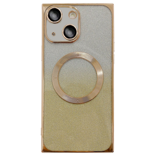 For iPhone 14 Square Gradient Magsafe Electroplating TPU Phone Case(Gold) - iPhone 14 Cases by buy2fix | Online Shopping UK | buy2fix