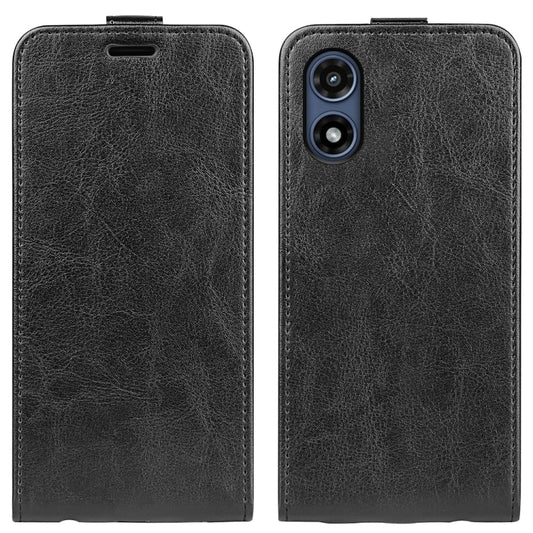 For Motorola Moto G Play 2024 R64 Texture Single Vertical Flip Leather Phone Case(Black) - Motorola Cases by buy2fix | Online Shopping UK | buy2fix