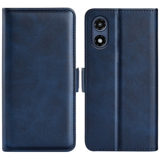 For Motorola Moto G Play 2024 Dual-side Magnetic Buckle Horizontal Flip Leather Phone Case(Dark Blue) - Motorola Cases by buy2fix | Online Shopping UK | buy2fix