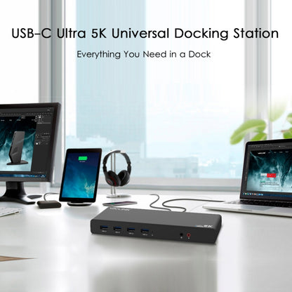 Wavlink UG69DK1 5K Type-C Dual Display USB 3.0 Video Gigabit Ethernet HDMI Docking Station, Plug:EU Plug -  by WAVLINK | Online Shopping UK | buy2fix