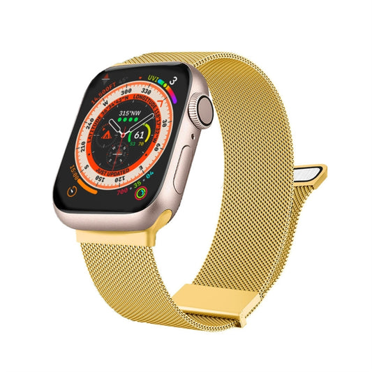 For Apple Watch 8 45mm Milan Double Magnetic Steel Mesh Watch Band(Gold) - Watch Bands by buy2fix | Online Shopping UK | buy2fix