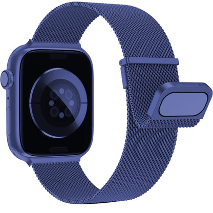 For Apple Watch SE 2022 44mm Milan Double Magnetic Steel Mesh Watch Band(Blue) - Watch Bands by buy2fix | Online Shopping UK | buy2fix