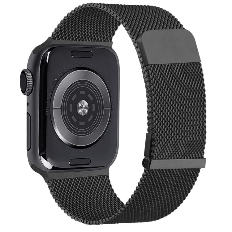 For Apple Watch SE 44mm Milan Double Magnetic Steel Mesh Watch Band(Black) - Watch Bands by buy2fix | Online Shopping UK | buy2fix