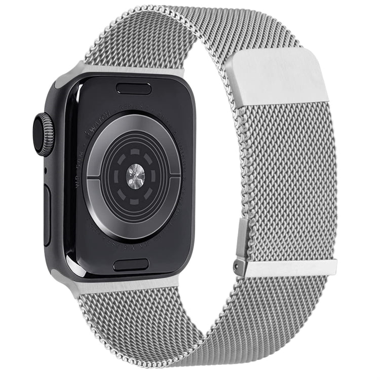 For Apple Watch 6 40mm Milan Double Magnetic Steel Mesh Watch Band(Silver) - Watch Bands by buy2fix | Online Shopping UK | buy2fix