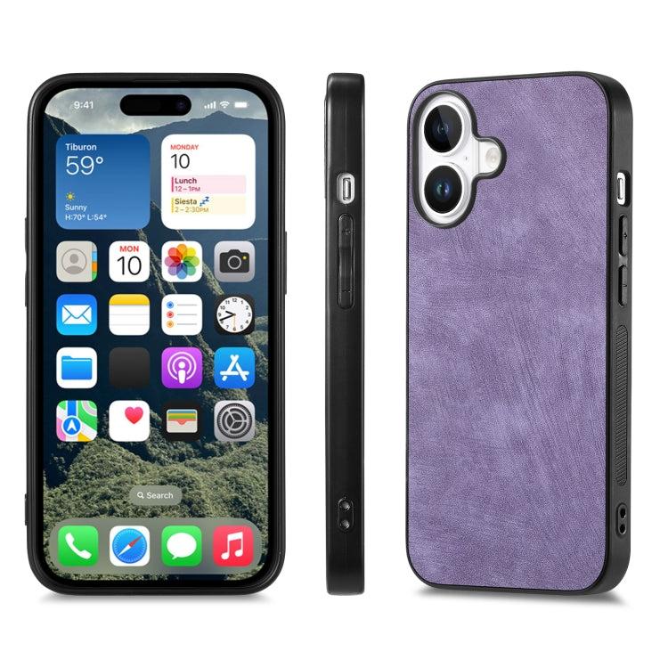 For iPhone 16 Plus Vintage Leather PC Back Cover Phone Case(Purple) - iPhone 16 Plus Cases by buy2fix | Online Shopping UK | buy2fix