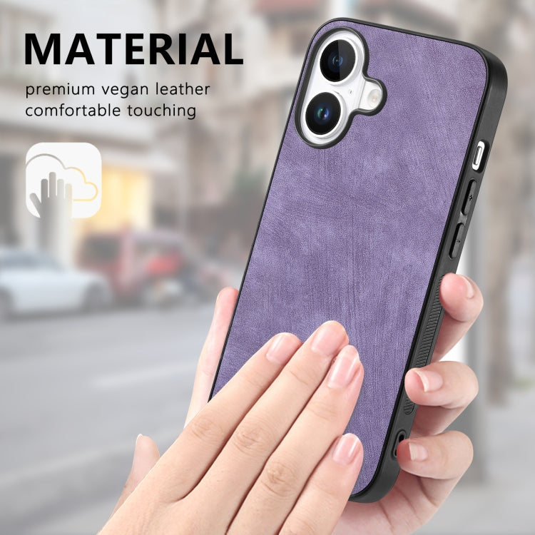 For iPhone 16 Plus Vintage Leather PC Back Cover Phone Case(Purple) - iPhone 16 Plus Cases by buy2fix | Online Shopping UK | buy2fix