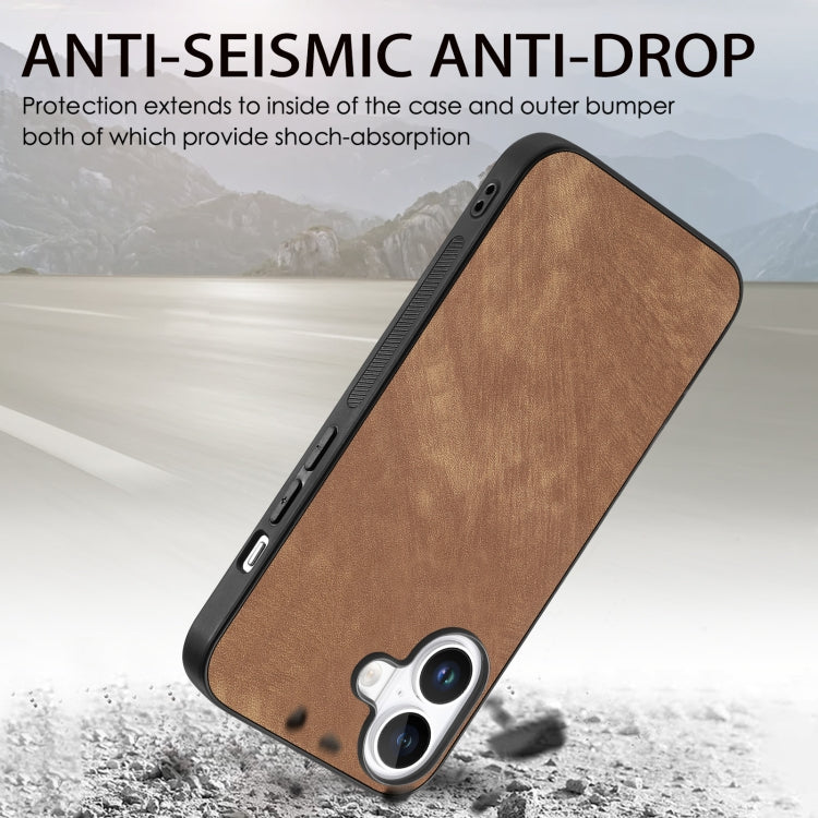 For iPhone 16 Plus Vintage Leather PC Back Cover Phone Case(Brown) - iPhone 16 Plus Cases by buy2fix | Online Shopping UK | buy2fix