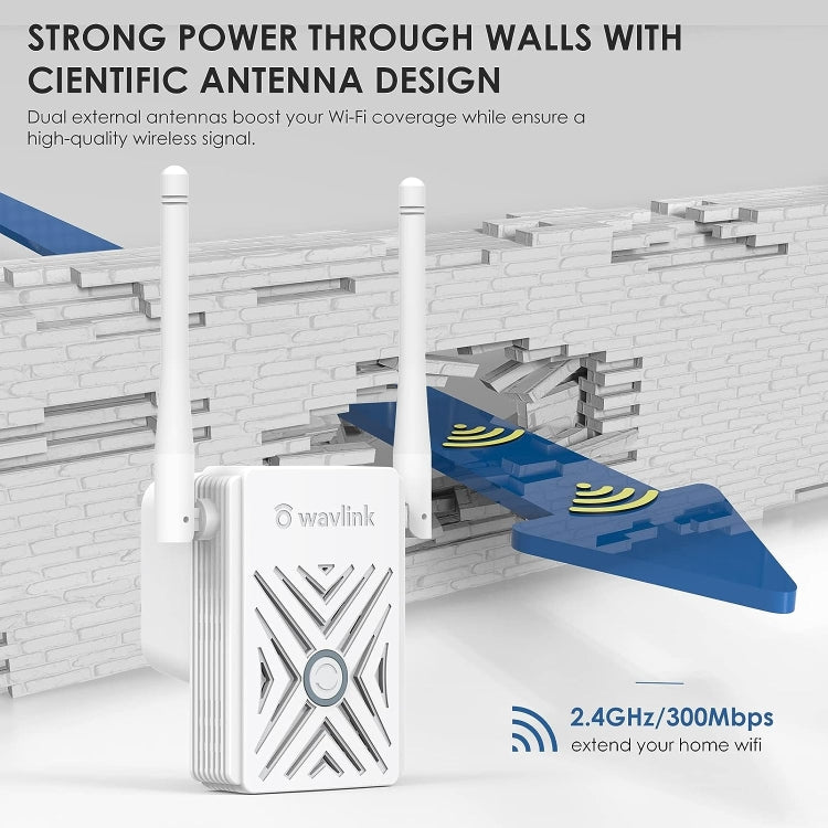 WAVLINK WN578W2 For Home Office N300 WiFi Wireless AP Repeater Signal Booster, Plug:US Plug - Wireless Routers by WAVLINK | Online Shopping UK | buy2fix