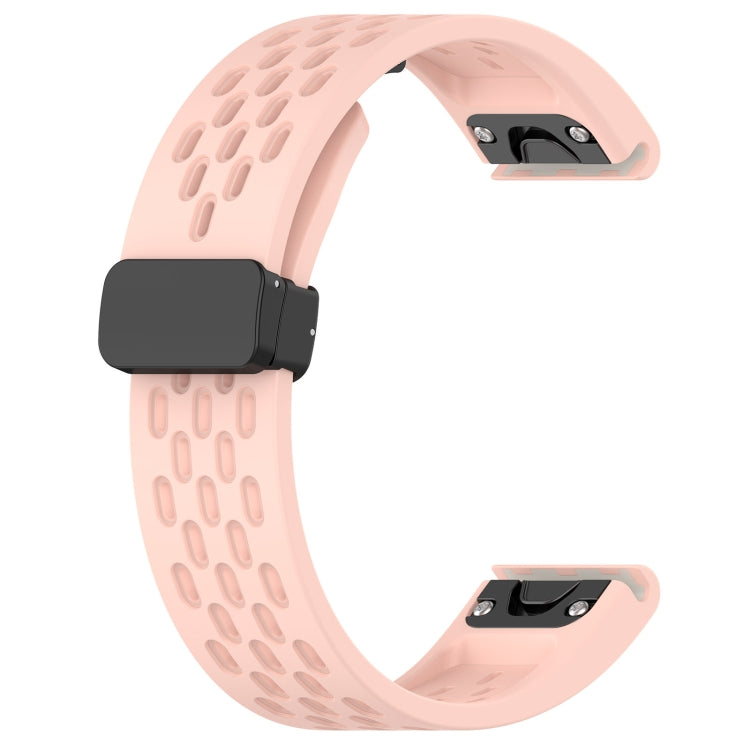 For Garmin Fenix 5S Plus 20mm Folding Buckle Hole Silicone Watch Band(Pink) - Watch Bands by buy2fix | Online Shopping UK | buy2fix