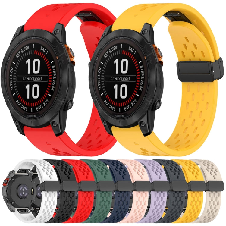 For Garmin Fenix 5S 20mm Folding Buckle Hole Silicone Watch Band(Red) - Watch Bands by buy2fix | Online Shopping UK | buy2fix