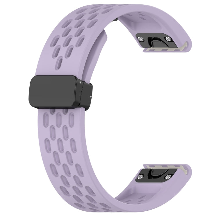 For Garmin Fenix 7X Quick Release Holes Magnetic Buckle Silicone Watch Band(Purple) - Watch Bands by buy2fix | Online Shopping UK | buy2fix