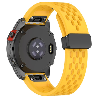 For Garmin Enduro 2 / Enduro Quick Release Holes Magnetic Buckle Silicone Watch Band(Yellow) - Watch Bands by buy2fix | Online Shopping UK | buy2fix