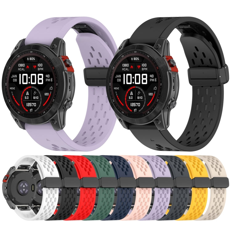 For Garmin Fenix 7X Pro Quick Release Holes Magnetic Buckle Silicone Watch Band(Starlight Color) - Watch Bands by buy2fix | Online Shopping UK | buy2fix