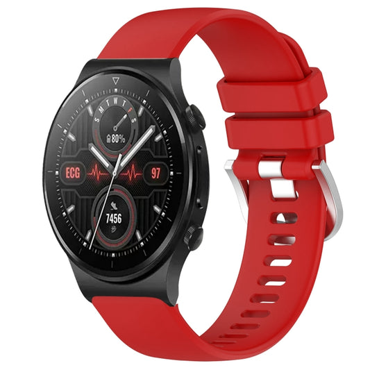 For Huawei Watch GT2 Pro 22mm Liquid Glossy Silver Buckle Silicone Watch Band(Red) - Watch Bands by buy2fix | Online Shopping UK | buy2fix