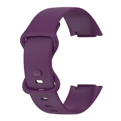 For Fitbit Charge 6 Solid Color Butterfly Buckle Silicone Watch Band, Size:L Size(Dark Purple) - Watch Bands by buy2fix | Online Shopping UK | buy2fix