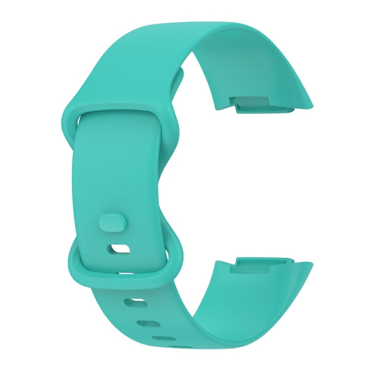 For Fitbit Charge 6 Solid Color Butterfly Buckle Silicone Watch Band, Size:L Size(Teal Green) - Watch Bands by buy2fix | Online Shopping UK | buy2fix