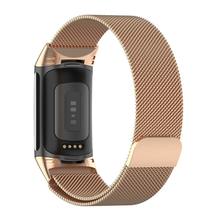 For Fitbit Charge 6 Milan Magnetic Metal Steel Mesh Watch Band(Rose Gold) - Watch Bands by buy2fix | Online Shopping UK | buy2fix