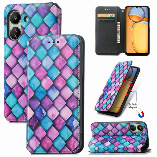 For Xiaomi Redmi 13C CaseNeo Colorful Magnetic Leather Phone Case(Purple Scales) - 13C Cases by buy2fix | Online Shopping UK | buy2fix