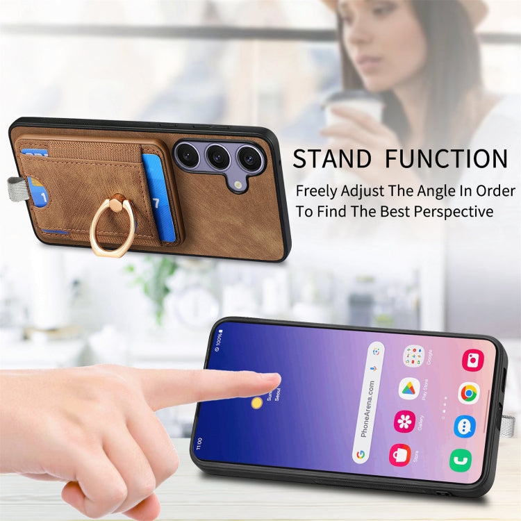 For Samsung Galaxy S25 Ultra 5G Retro Splitable Magnetic Card Bag Leather Phone Case(Brown) - Galaxy Phone Cases by buy2fix | Online Shopping UK | buy2fix