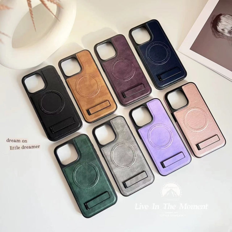 For iPhone 11 Pro Max Multi-function Holder MagSafe PU Phone Case(Rose Gold) - iPhone 11 Pro Max Cases by buy2fix | Online Shopping UK | buy2fix