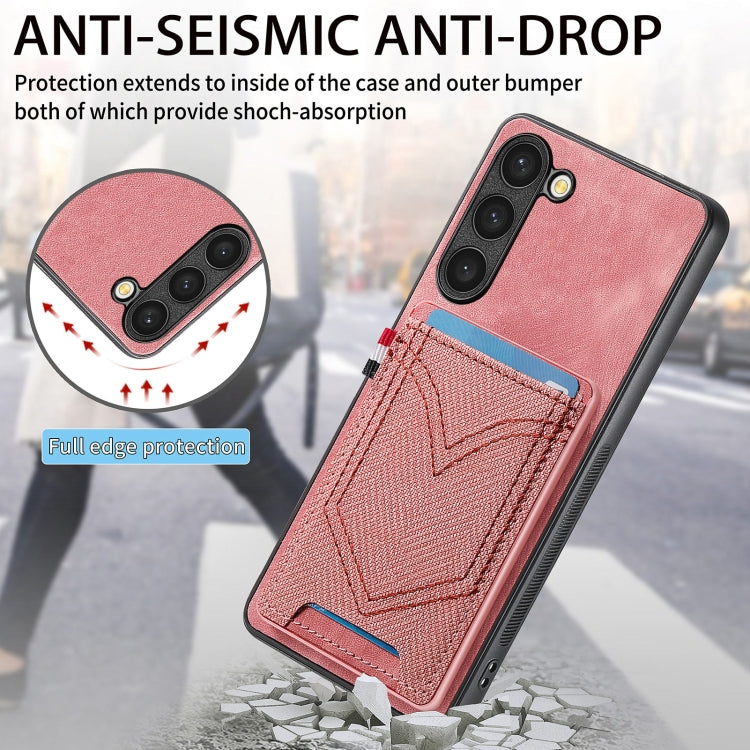 For Samsung Galaxy S25 Ultra 5G Denim Texture Leather Skin Phone Case with Card Slot(Pink) - Galaxy S25 Ultra 5G Cases by buy2fix | Online Shopping UK | buy2fix