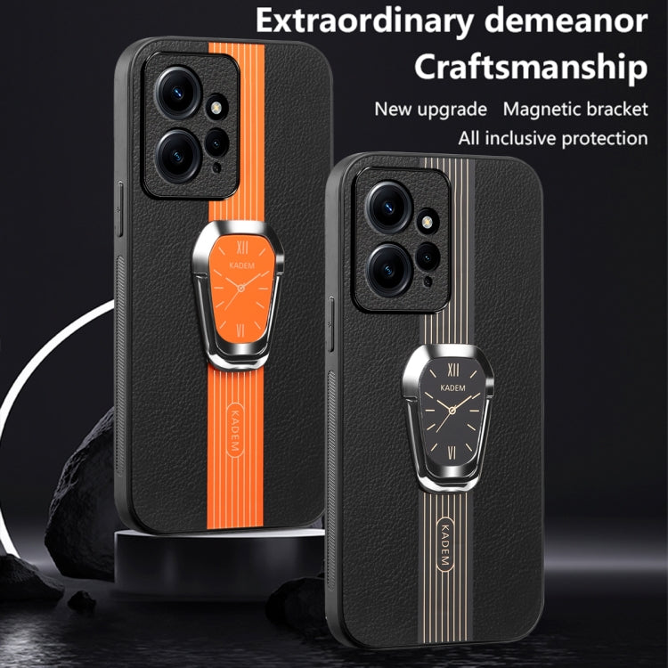 For Xiaomi Redmi Note 12 4G Magnetic Litchi Leather Back Phone Case with Holder(Black) - Xiaomi Cases by buy2fix | Online Shopping UK | buy2fix