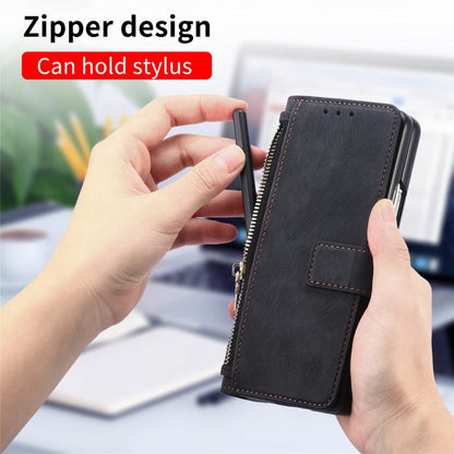 For Samsung Galaxy Z Fold6 5G Retro MagSafe Magnetic Zipper Wallet Leather Phone Case(Black) - Galaxy Z Fold6 5G Cases by buy2fix | Online Shopping UK | buy2fix