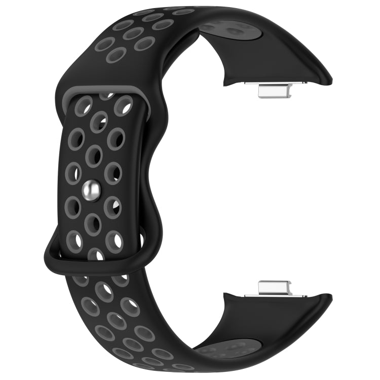 For Redmi Watch 4 Dual Color Perforated Silicone Watch Band(Black Gray) - Watch Bands by buy2fix | Online Shopping UK | buy2fix