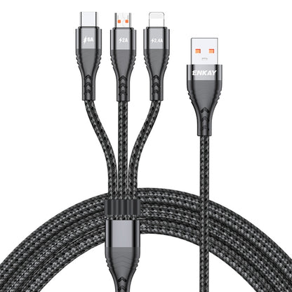 ENKAY 3-in-1 6A USB to Type-C / 8 Pin / Micro USB Multifunction Fast Charging Cable, Cable Length:1m(Black) - Multifunction Cable by ENKAY | Online Shopping UK | buy2fix