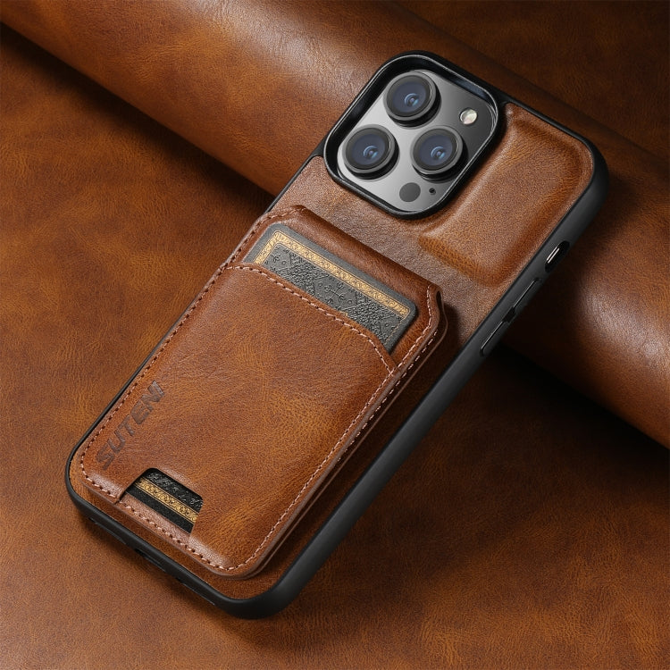 For iPhone 16 Plus Suteni H02 Leather Wallet Stand Back Phone Case(Brown) - iPhone 16 Plus Cases by Suteni | Online Shopping UK | buy2fix