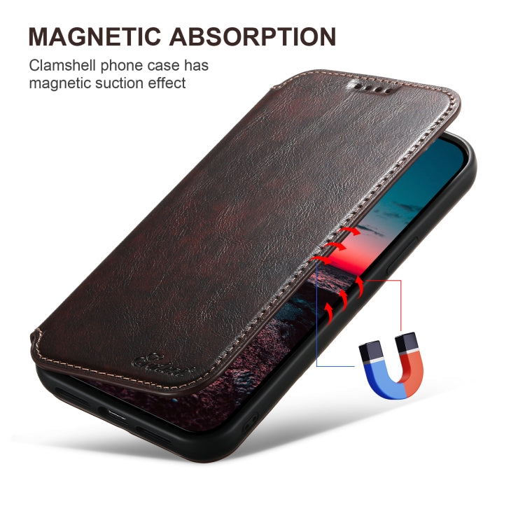 For iPhone 16 Plus Suteni J05 Leather Magnetic MagSafe Phone Case(Brown) - iPhone 16 Plus Cases by Suteni | Online Shopping UK | buy2fix